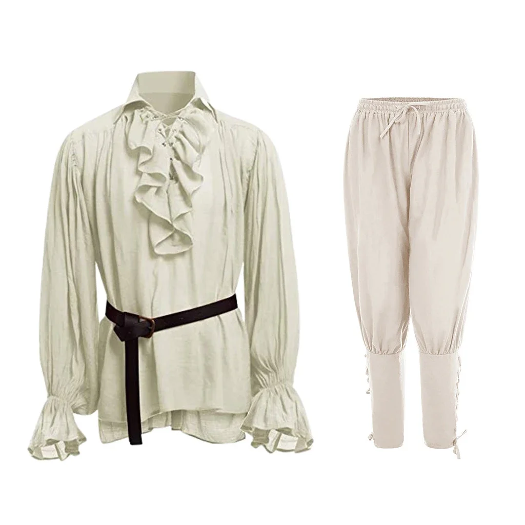 Medieval Gothic Lace Up Pirate Shirt - Middeleeuwse shirts met ruches, gotische steampunk,