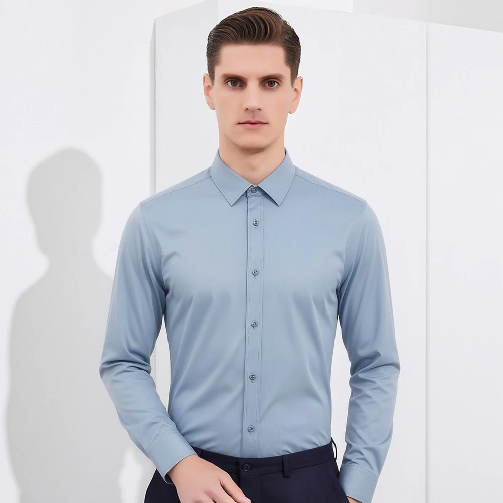 Breathable Bamboo Fiber Shirt Non Iron - Heren Business Non-Iron overhemd 4-way stretch