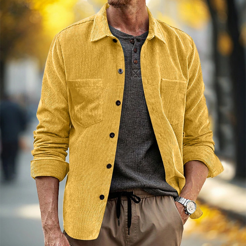 Corduroy Button Up Shirt Men - Lente Herfst Dagelijkse vrijetijdsbesteding Heren Vintage
