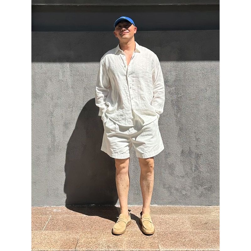 Mens Linen Shirt Long Sleeve - Licht luxe linnen zonwerende overhemd en