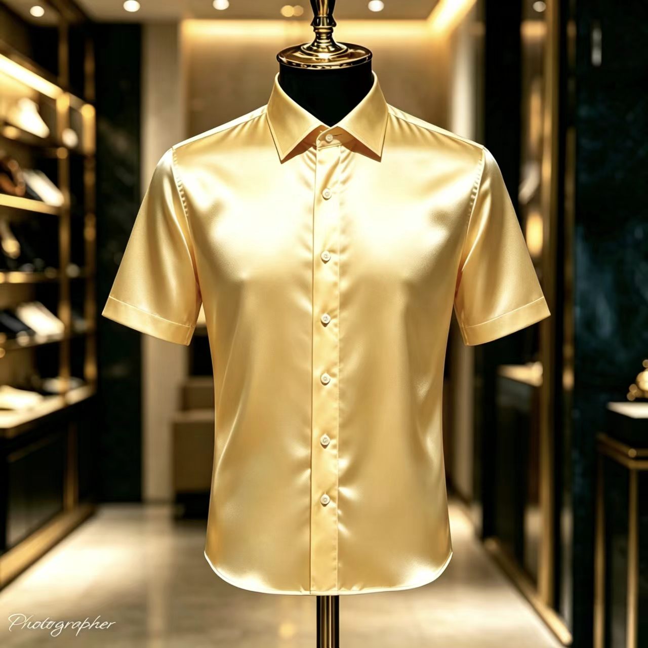 Mens Satin Silk Dress Shirt - Heren overhemd van effen satijn met