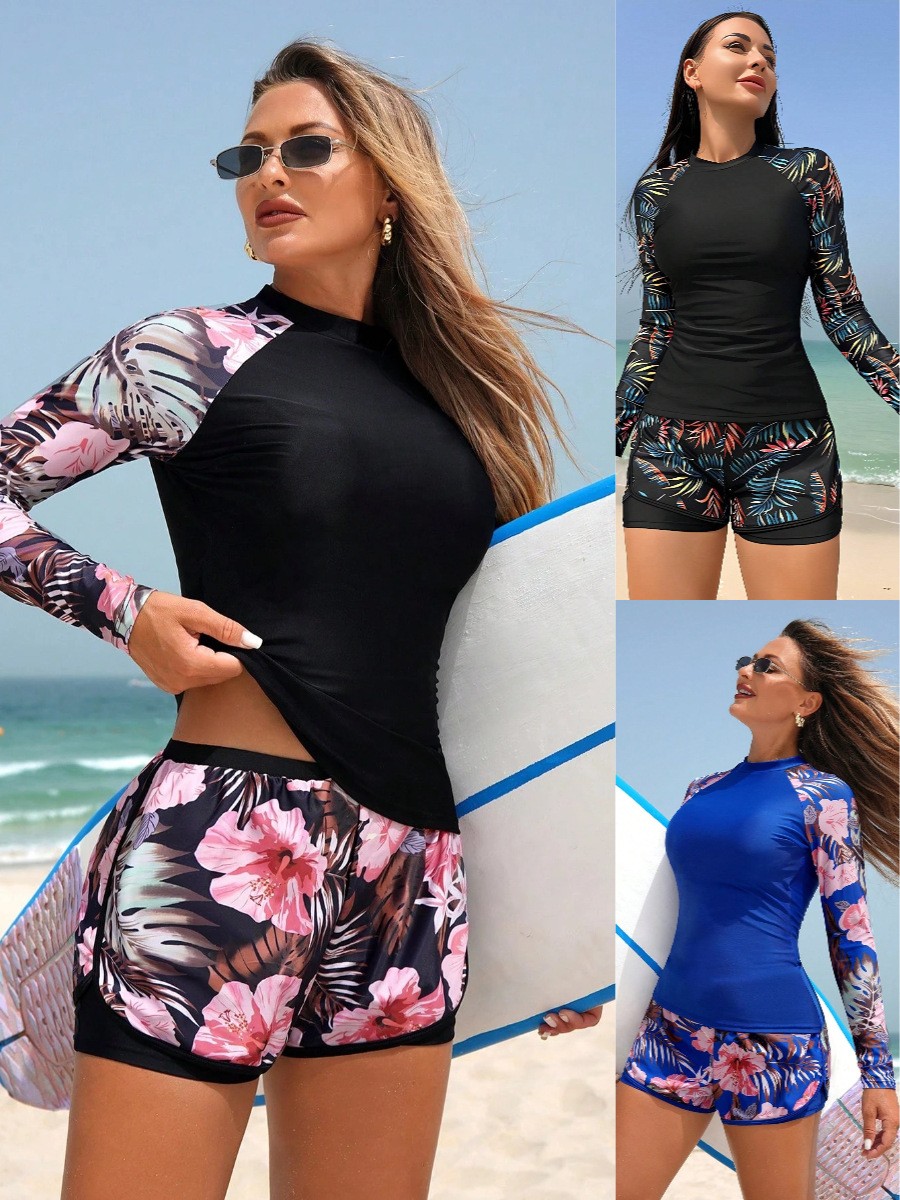 Shorts - Y2k Tankini Crop-tankinitop met lange mouwen