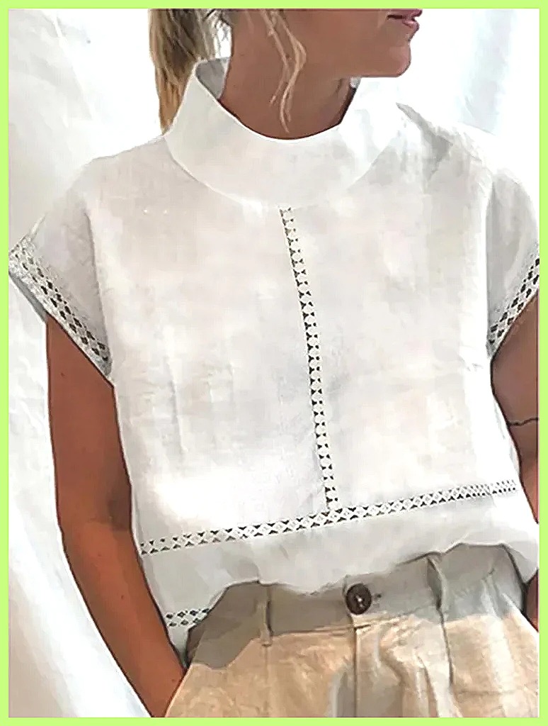 Shirts - Damespullover van katoenen linnen, elegante top