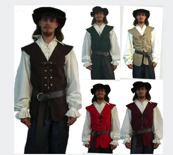 Medieval Gothic Lace Up Pirate Shirt - Middeleeuwse shirts gegolfde gotische steampunk Victoriaanse