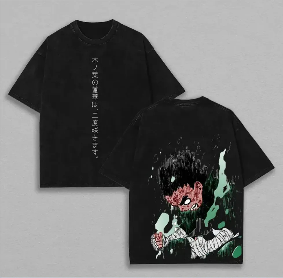 Acid Wash Vintage Graphic T Shirt - Rock Lee T-shirt Naruto Mannen Acid