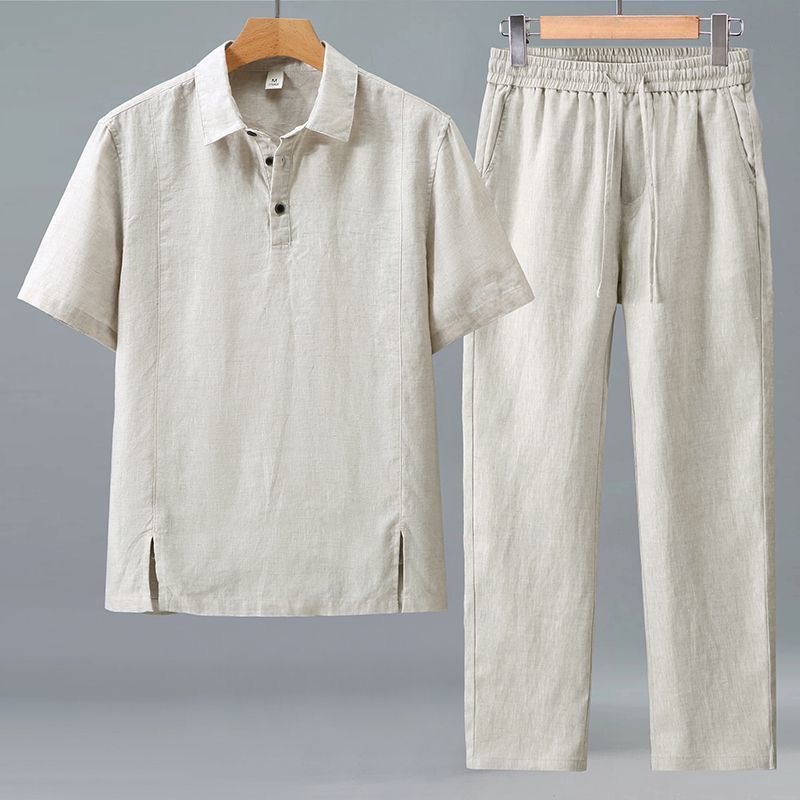 Mens Linen Shirt Long Sleeve - Lente/Zomer Mode Retro Sport T-shirt met