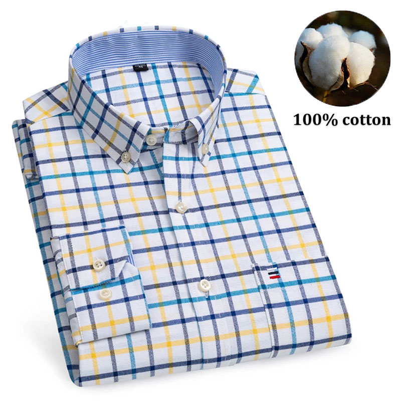 Oxford Cotton Casual Shirt Business - Herenoverhemden van 100% katoen, lange mouwen,
