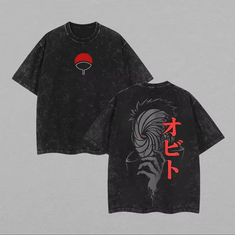 Acid Wash Vintage Graphic T Shirt - Naruto Obito Uchiha T-shirt Masker Vintage