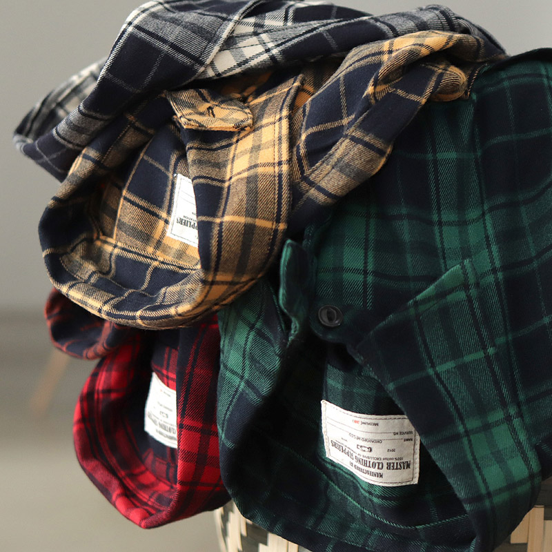 Flannel Plaid Shirt Heavy Weight - Herfst Nieuwe Japanse Retro 300G Zwaargewicht