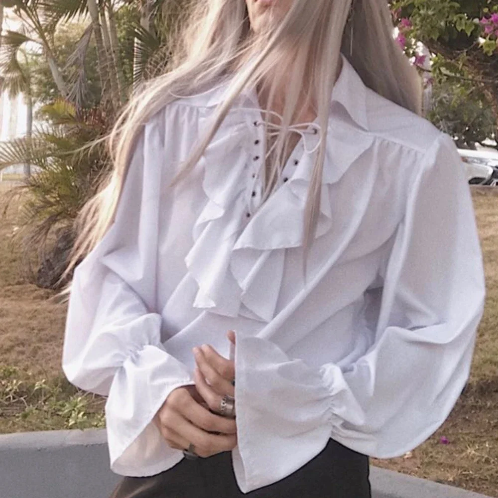 Medieval Gothic Lace Up Pirate Shirt - Mannen piraat shirt vampier prins dichter