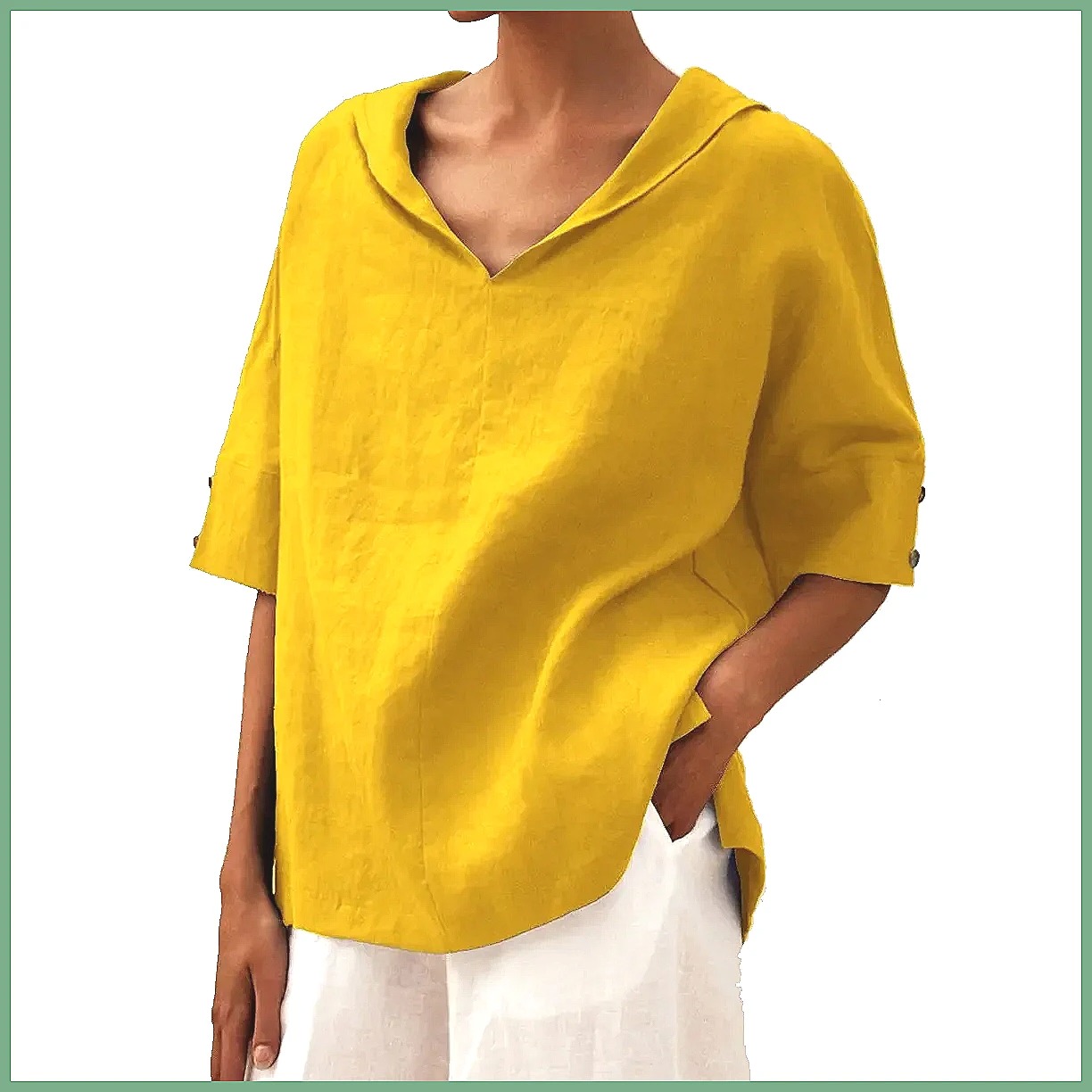 Shirts - Losvallend katoenen linnen overhemd voor dames