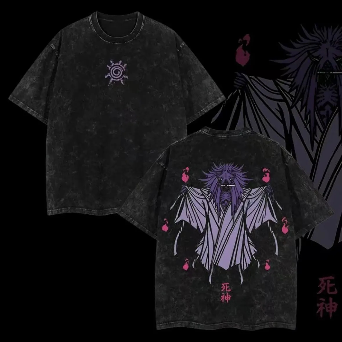 Acid Wash Vintage Graphic T Shirt - Shinigami T-shirt Naruto Reaper Seal Vintage