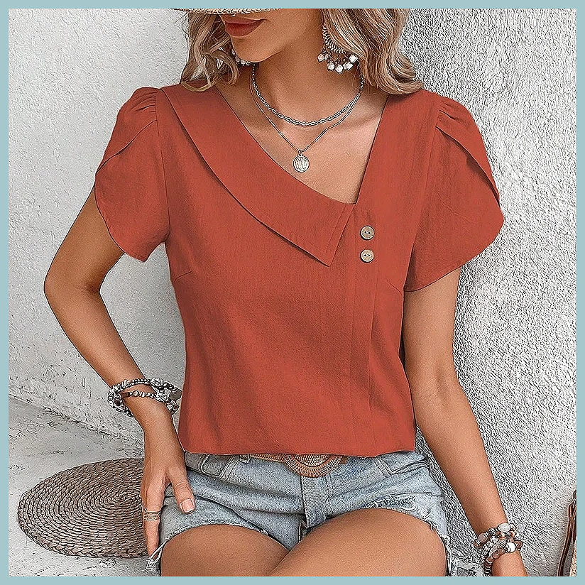 Shirts - Zomerblouse 2024 in effen kleur voor