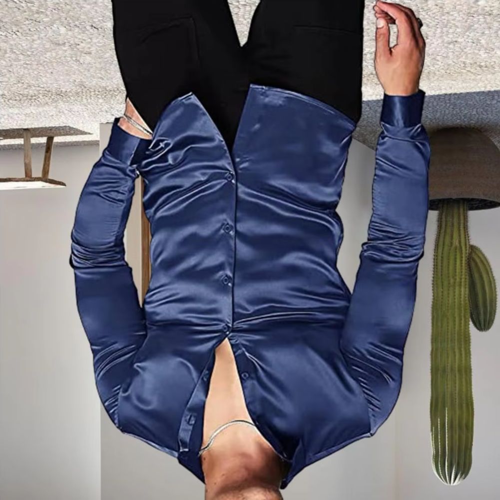 Mens Satin Silk Dress Shirt - Stijlvolle heren overhemd van glanzend zijdeachtig