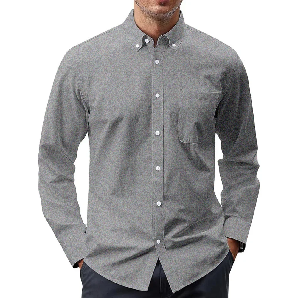Oxford Cotton Casual Shirt Business - Herenoverhemden met lange mouwen Effen kleur