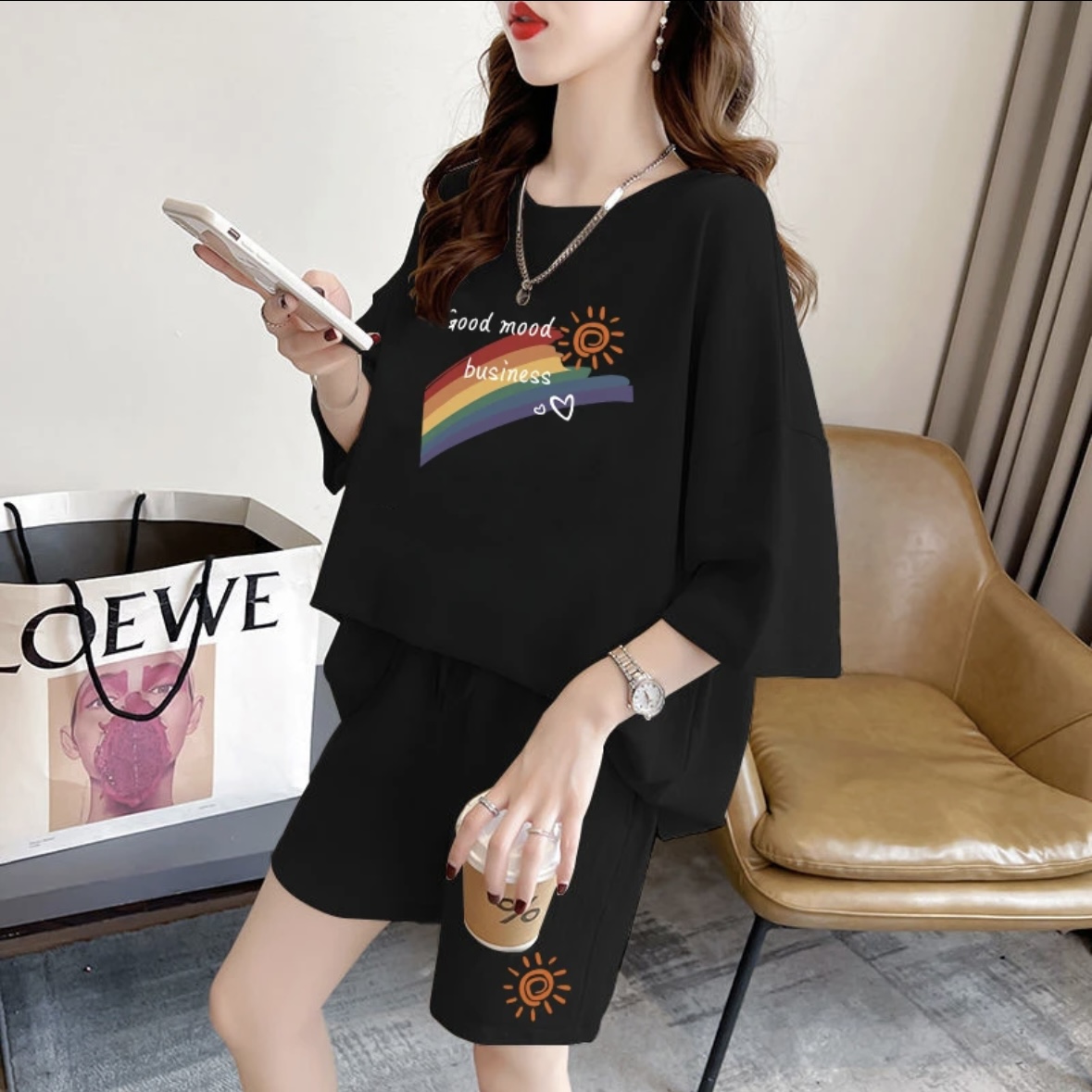 Shirts - Mode zomerse damesshortset, sportkleding, oversized T-shirt