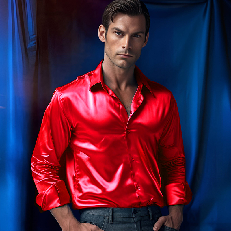 Heren Satijn Luxe Overhemden M - Mens Satin Silk Dress Shirt recensie en prijs