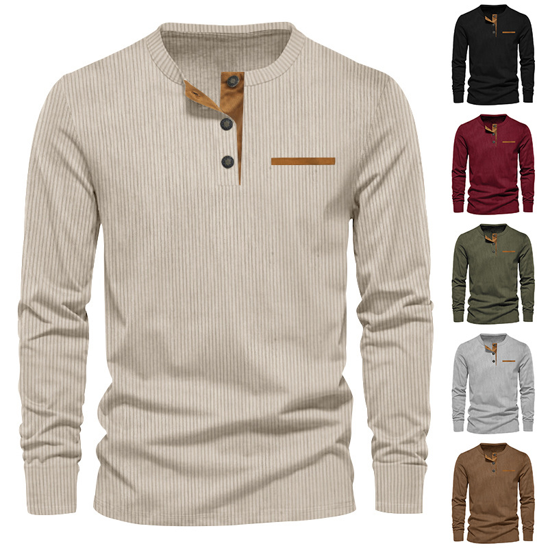 Nieuw heren T-shirt met lange  - Corduroy Button Up Shirt Men recensie en prijs