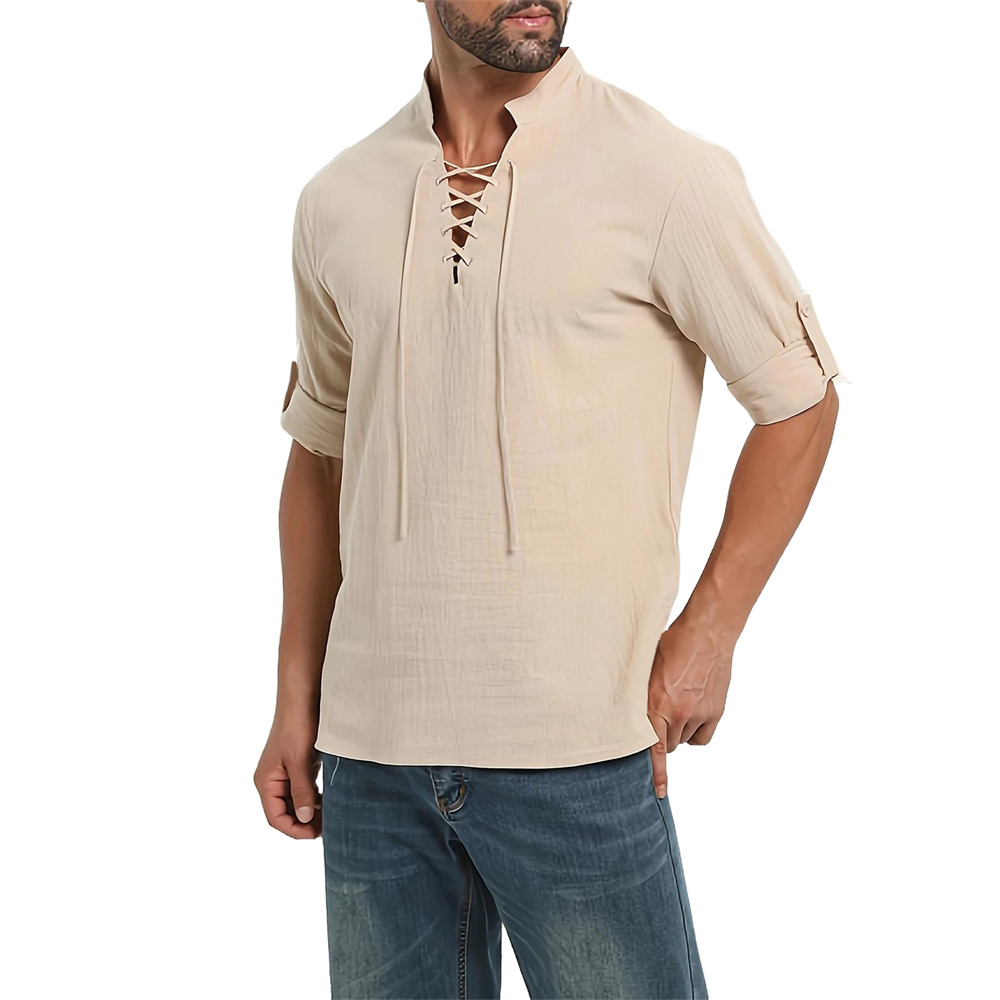 Lente Herfst Heren Piraat Shir - Medieval Gothic Lace Up Pirate Shirt recensie en prijs