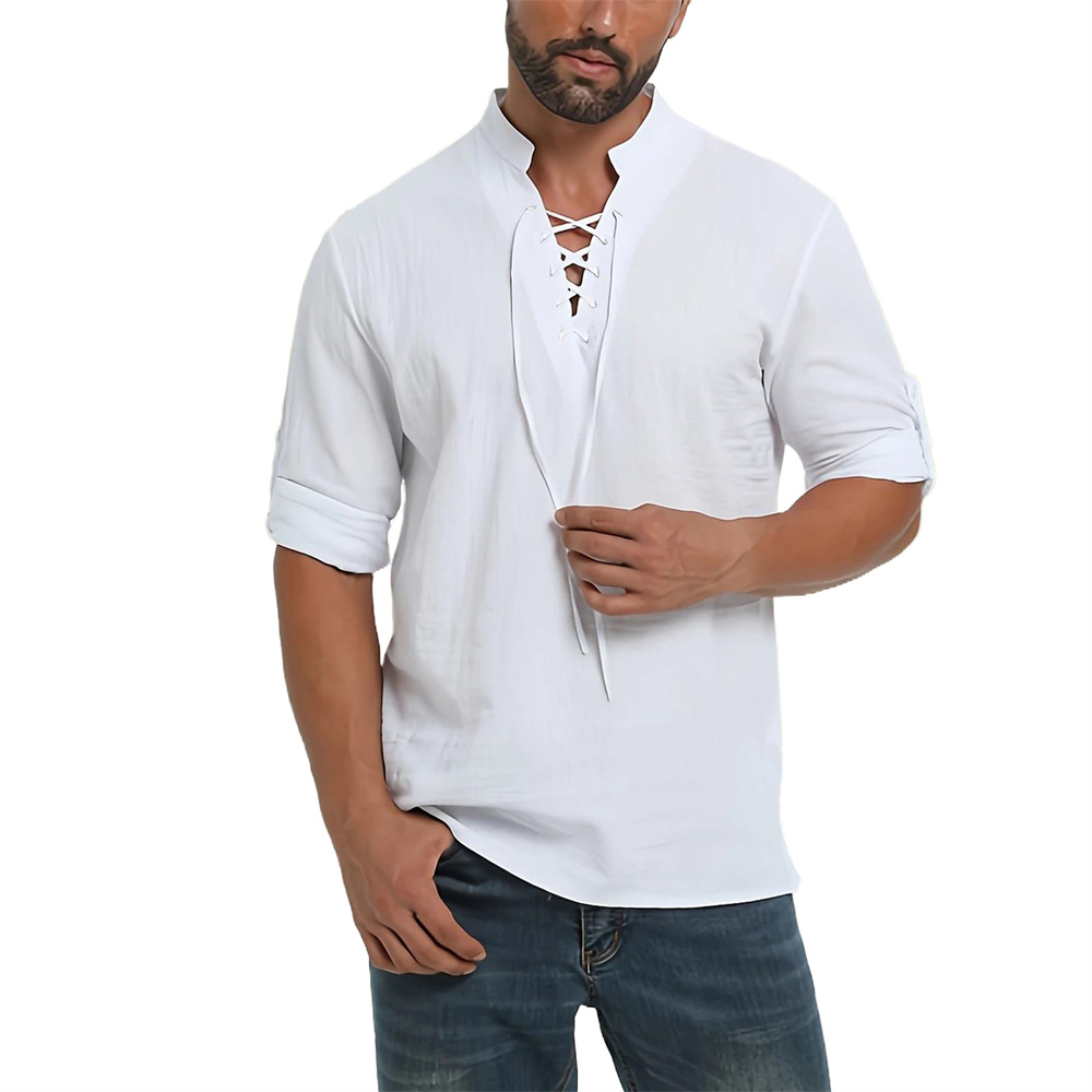 Lente Herfst Heren Piraat Shir - Medieval Gothic Lace Up Pirate Shirt recensie en prijs