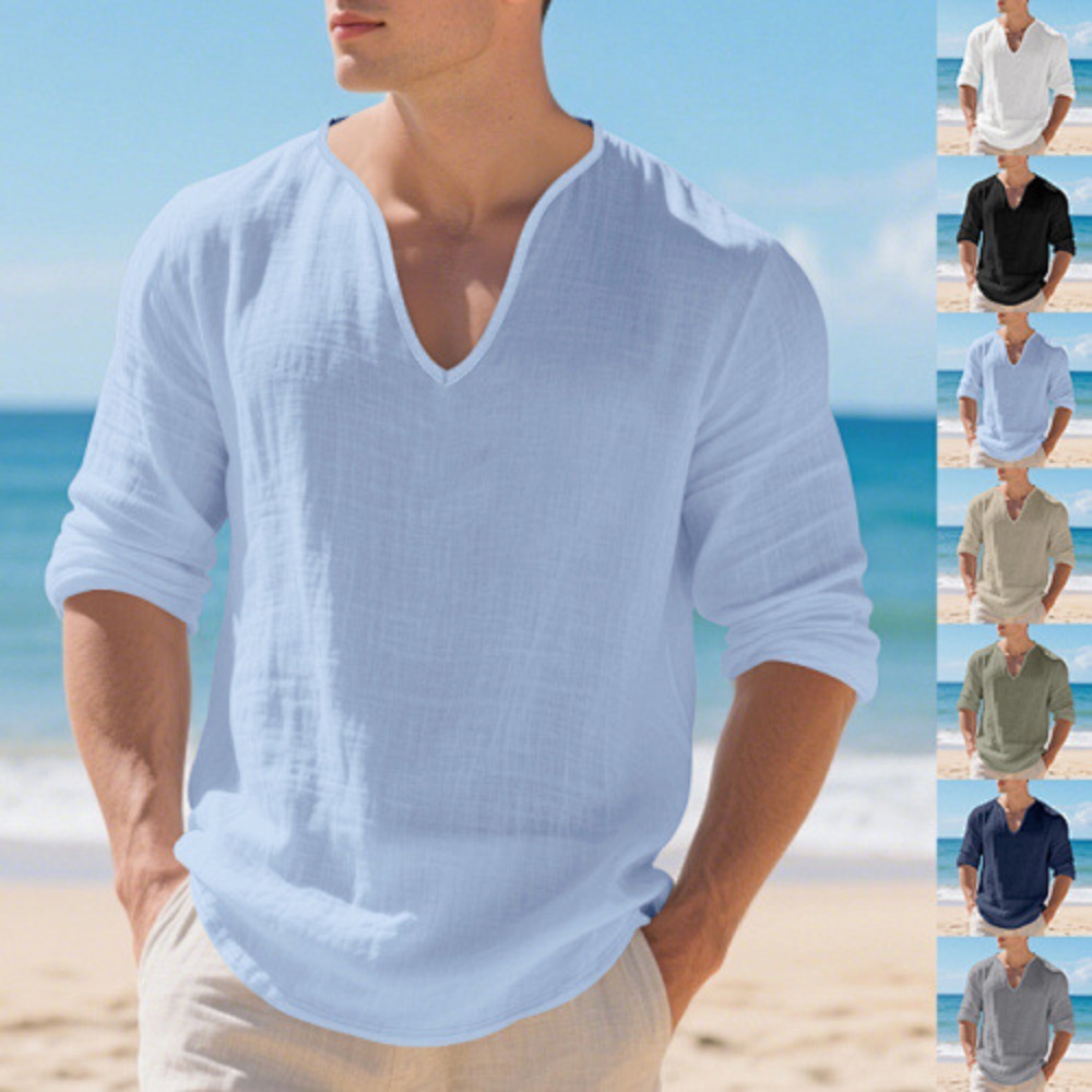 Nieuwe Amerikaanse heren losse - Mens Linen Shirt Long Sleeve recensie en prijs
