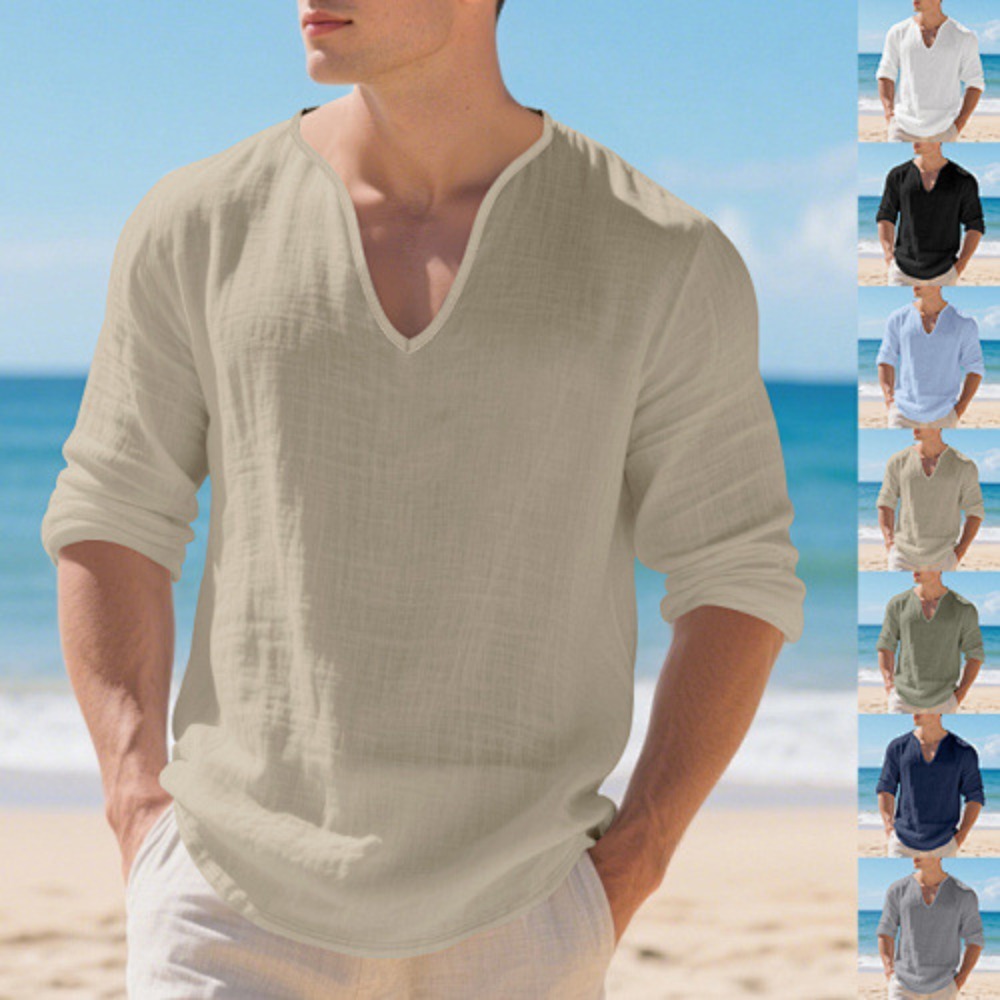Nieuwe Amerikaanse heren losse - Mens Linen Shirt Long Sleeve recensie en prijs