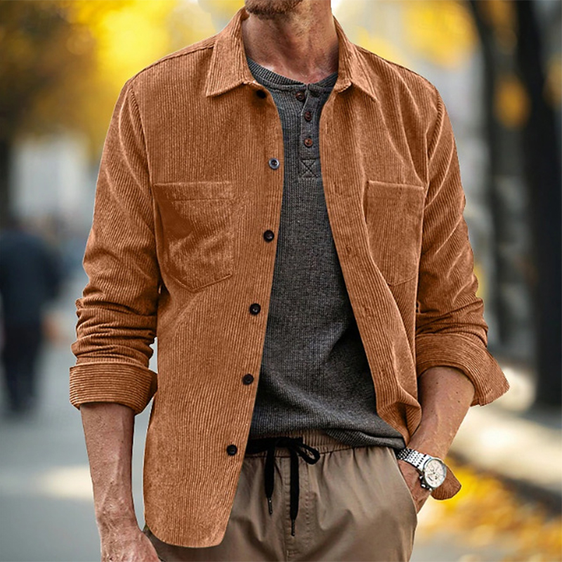 Lente Herfst Dagelijkse vrijet - Corduroy Button Up Shirt Men recensie en prijs