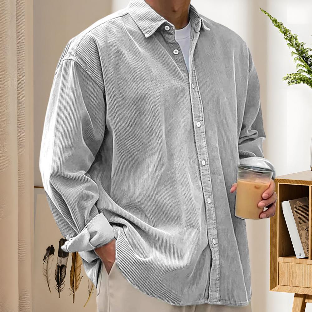 Outdoor Casual Heren Effen Kle - Corduroy Button Up Shirt Men recensie en prijs