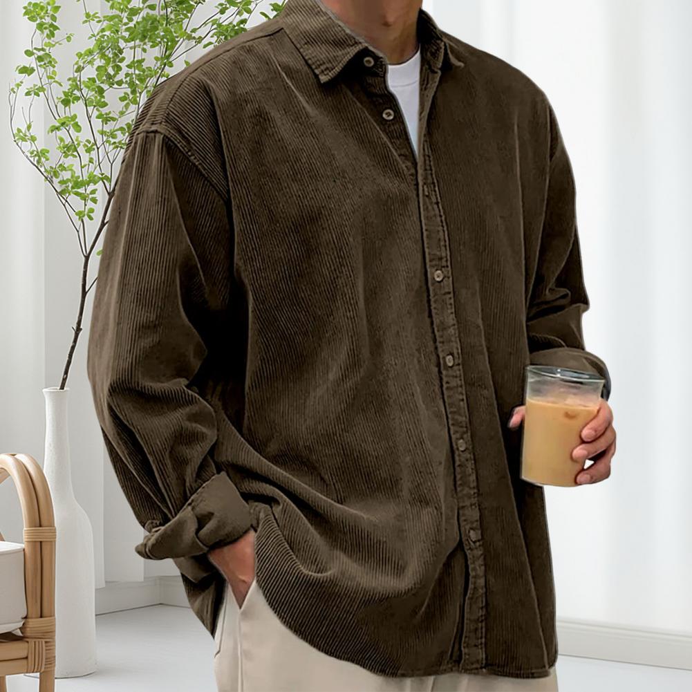 Outdoor Casual Heren Effen Kle - Corduroy Button Up Shirt Men recensie en prijs