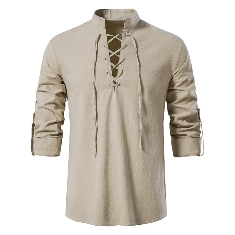 Heren middeleeuws katoenen lin - Mens Linen Shirt Long Sleeve recensie en prijs