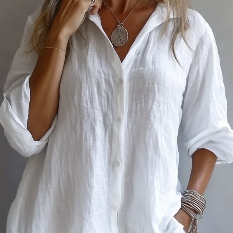 Effen Kleur Linnen Sexy V-hals - Mens Linen Shirt Long Sleeve recensie en prijs