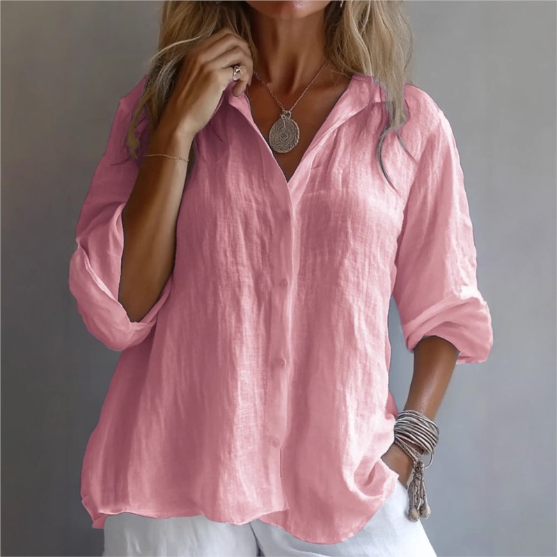 Effen Kleur Linnen Sexy V-hals - Mens Linen Shirt Long Sleeve recensie en prijs