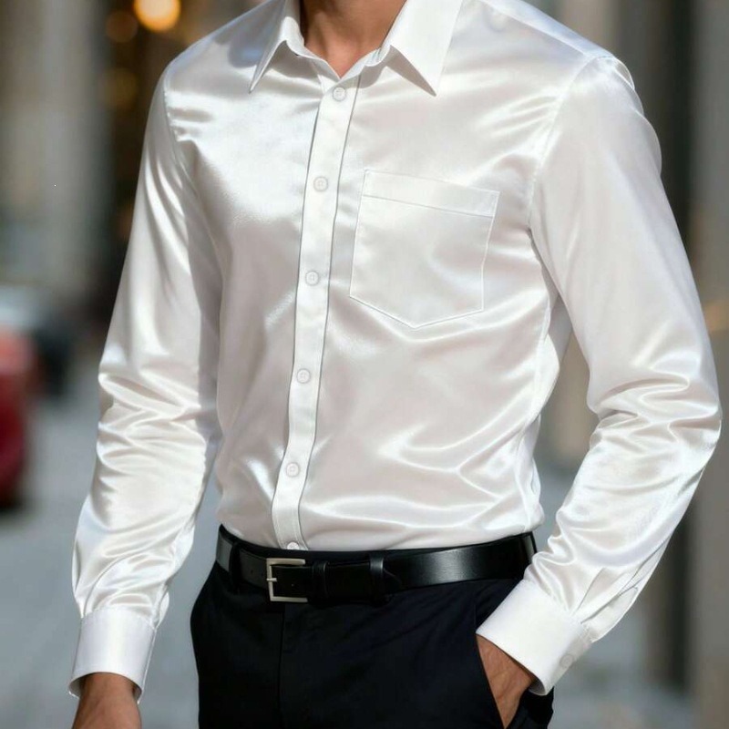 Heren overhemd van satijnachti - Mens Satin Silk Dress Shirt recensie en prijs