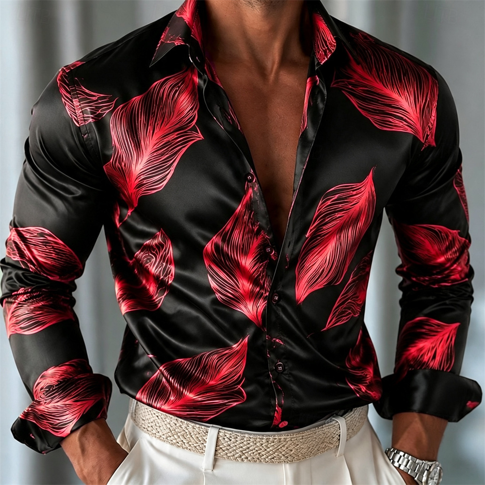 Heren satijnen overhemd met bl - Mens Satin Silk Dress Shirt recensie en prijs