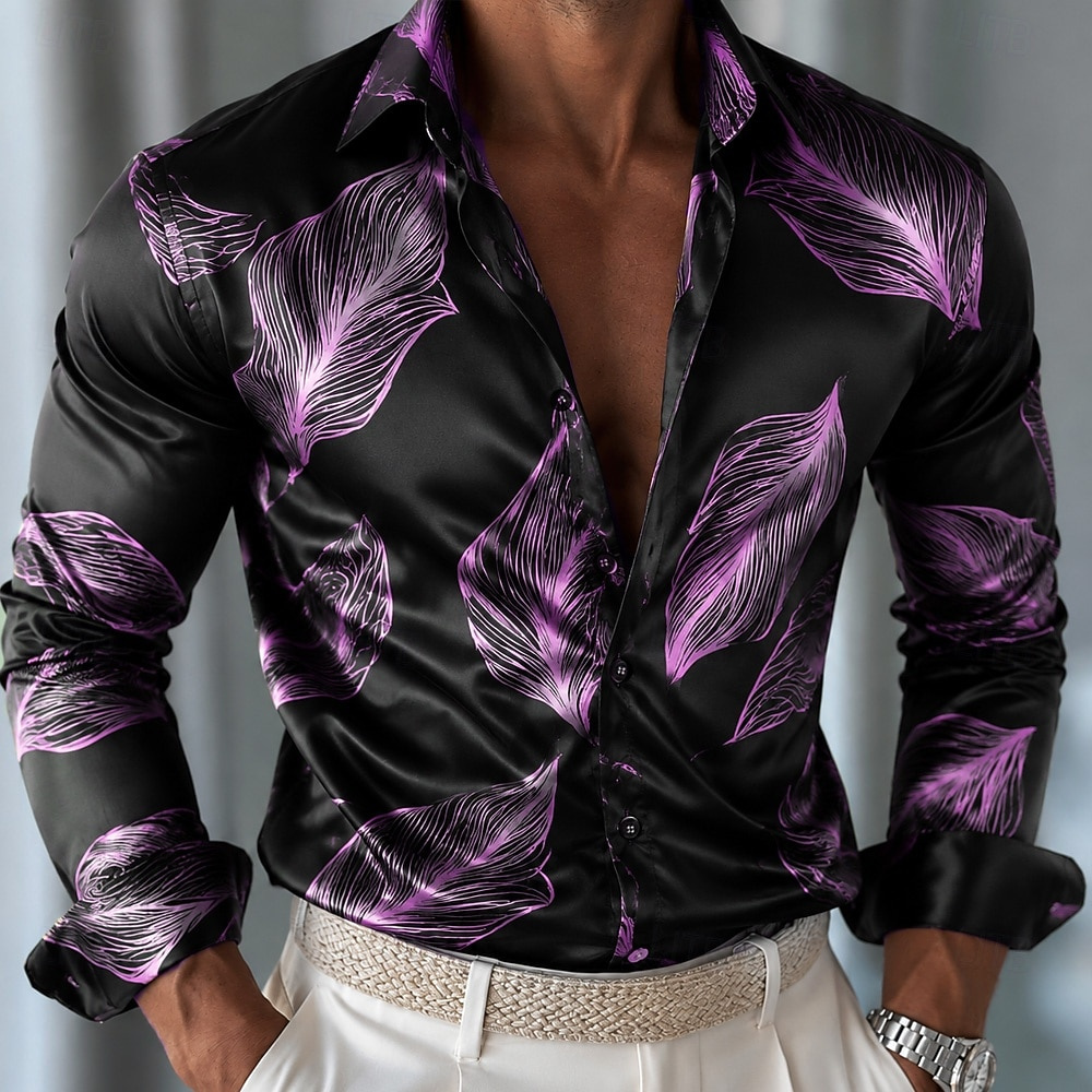 Heren satijnen overhemd met bl - Mens Satin Silk Dress Shirt recensie en prijs