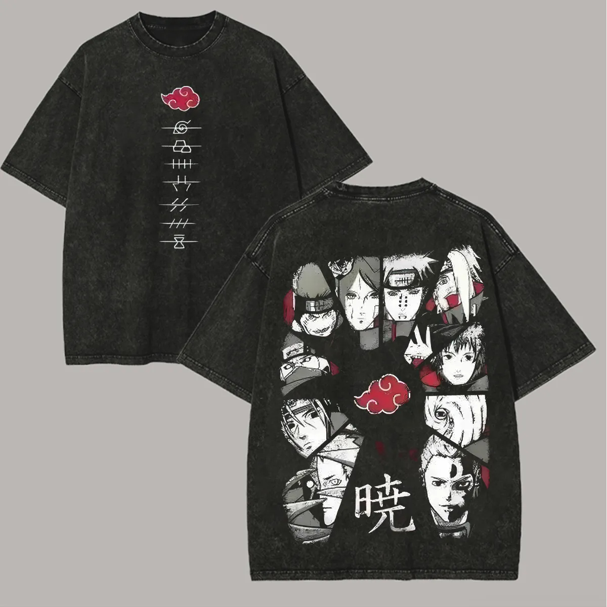 Akatsuki T-shirt Naruto Heren  - Acid Wash Vintage Graphic T Shirt recensie en prijs