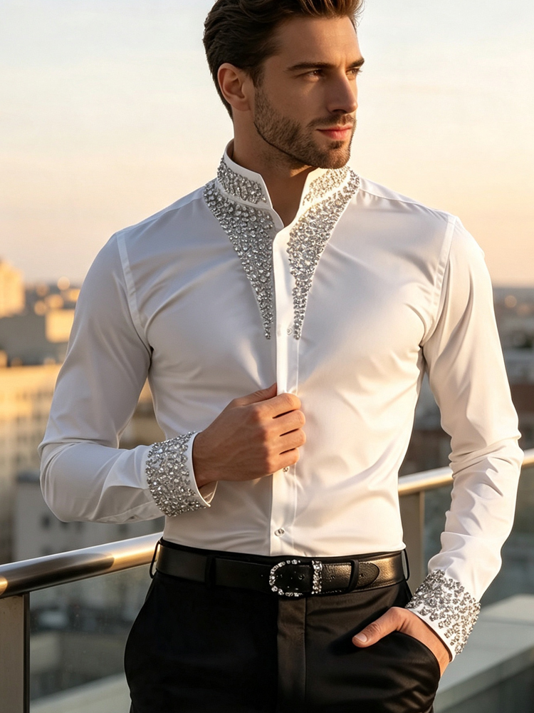Casual zakelijk overhemd voor  - Mandarin Collar Formal Shirt Slim Fit recensie en prijs