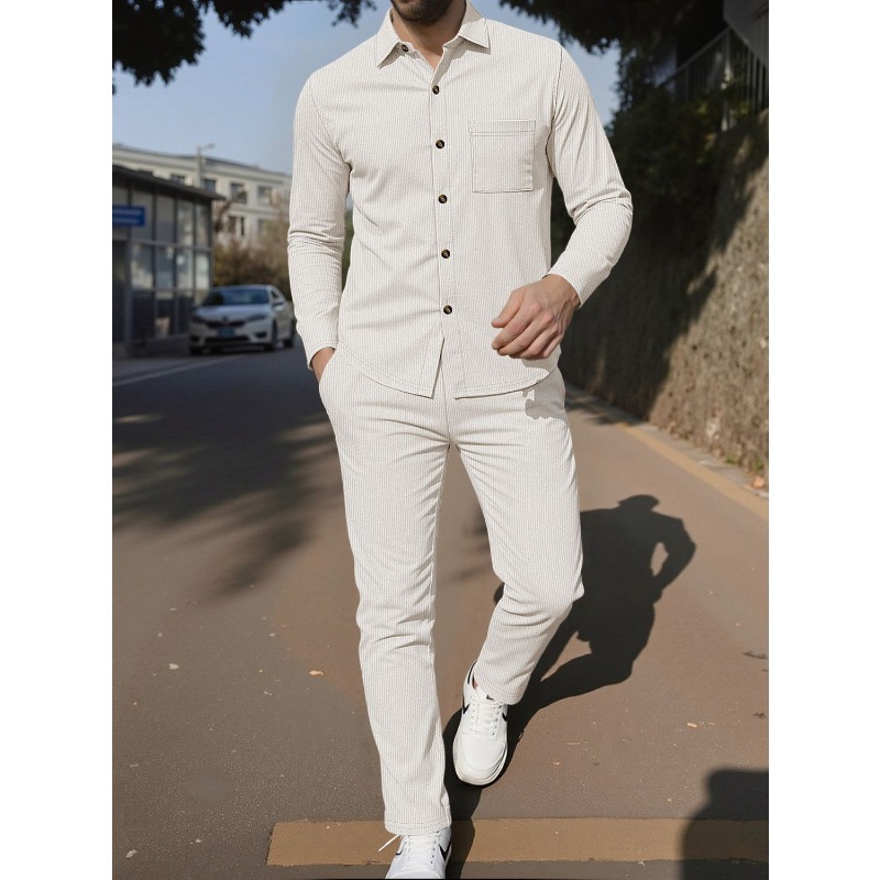 Herenset van corduroy: overhem - Corduroy Button Up Shirt Men recensie en prijs