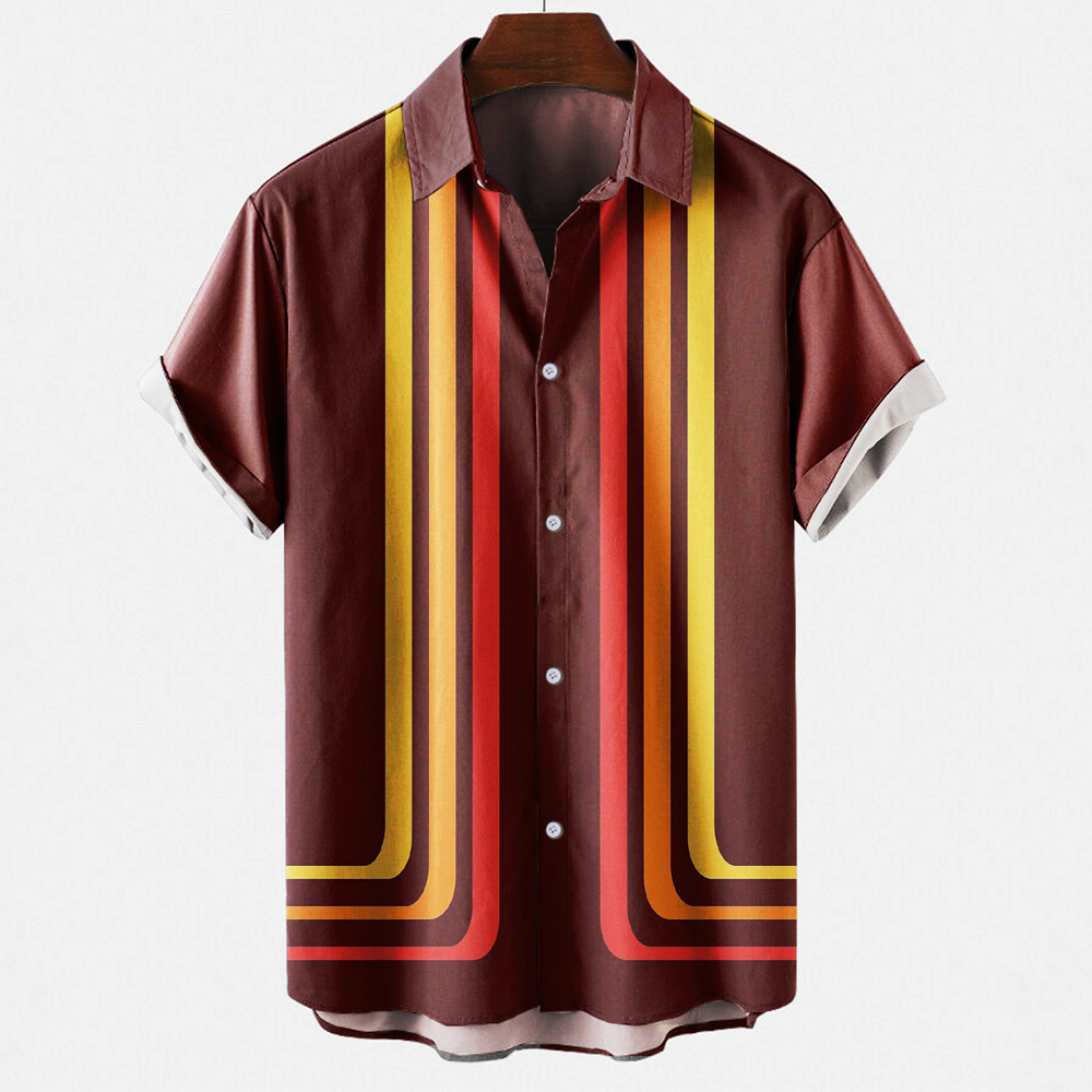 Vintage retro gestreept bowlin - Short Sleeve Bowling Shirt Retro recensie en prijs