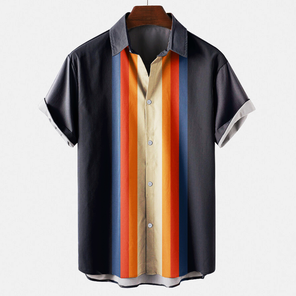 Vintage retro gestreept bowlin - Short Sleeve Bowling Shirt Retro recensie en prijs