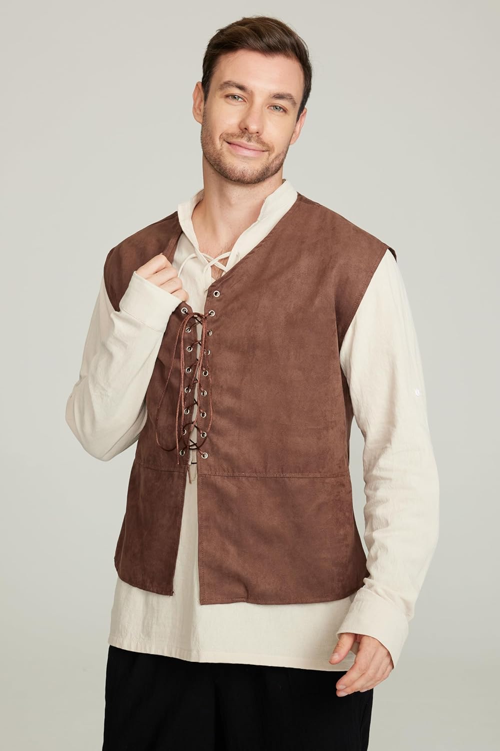 2-delige set Middeleeuws piraa - Medieval Gothic Lace Up Pirate Shirt recensie en prijs