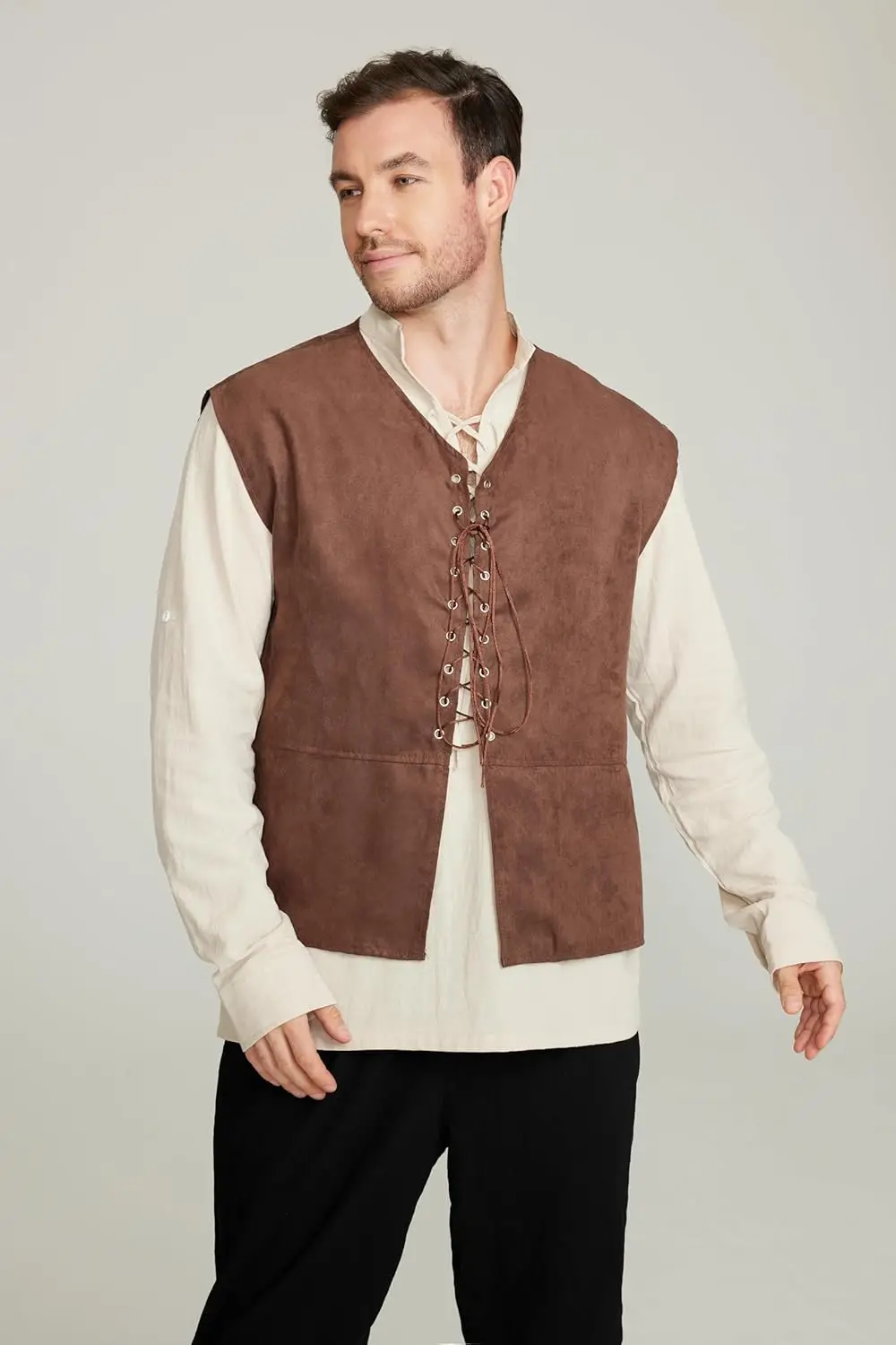 2-delige set Middeleeuws piraa - Medieval Gothic Lace Up Pirate Shirt recensie en prijs