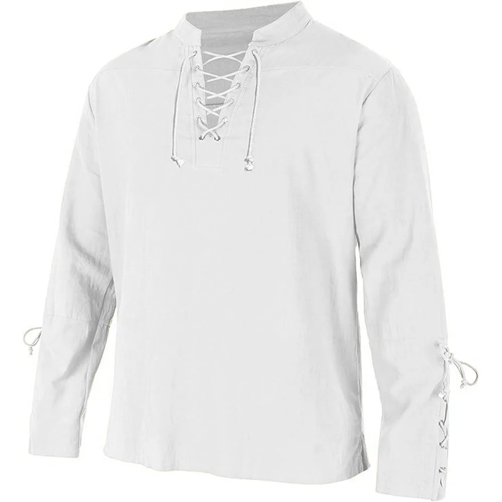 Heren shirts met lange mouwen, - Medieval Gothic Lace Up Pirate Shirt recensie en prijs