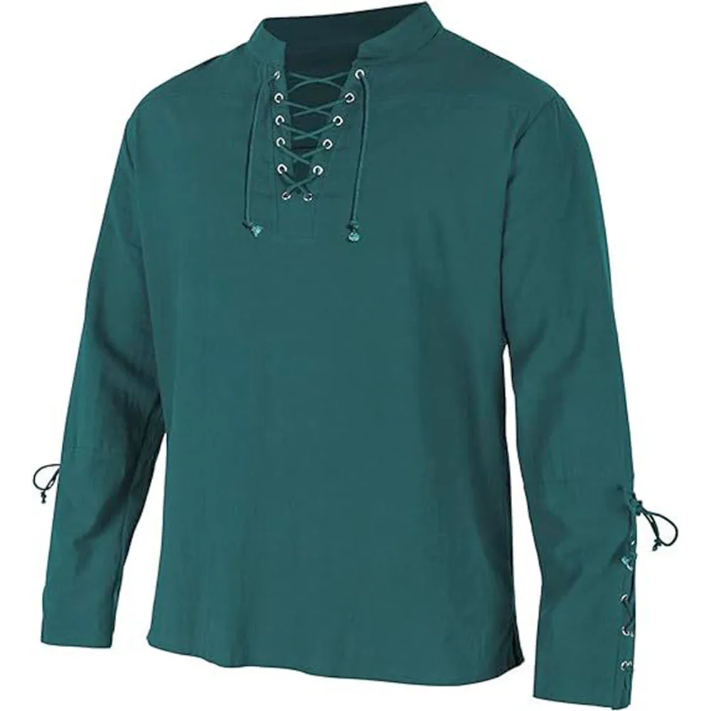 Heren shirts met lange mouwen, - Medieval Gothic Lace Up Pirate Shirt recensie en prijs