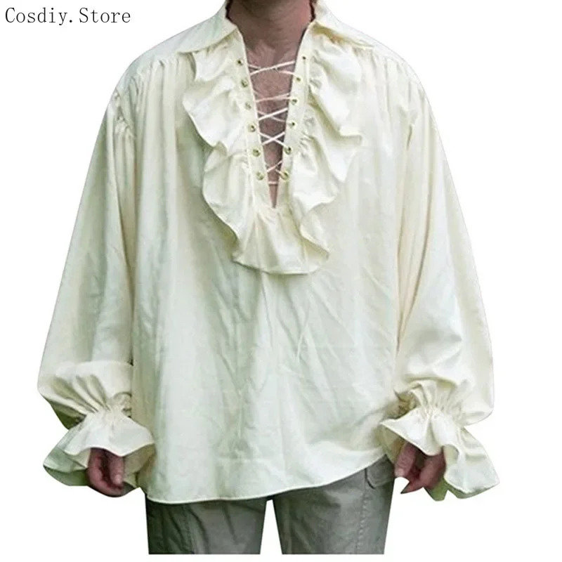 S-5XL Middeleeuwse Piraat Hall - Medieval Gothic Lace Up Pirate Shirt recensie en prijs