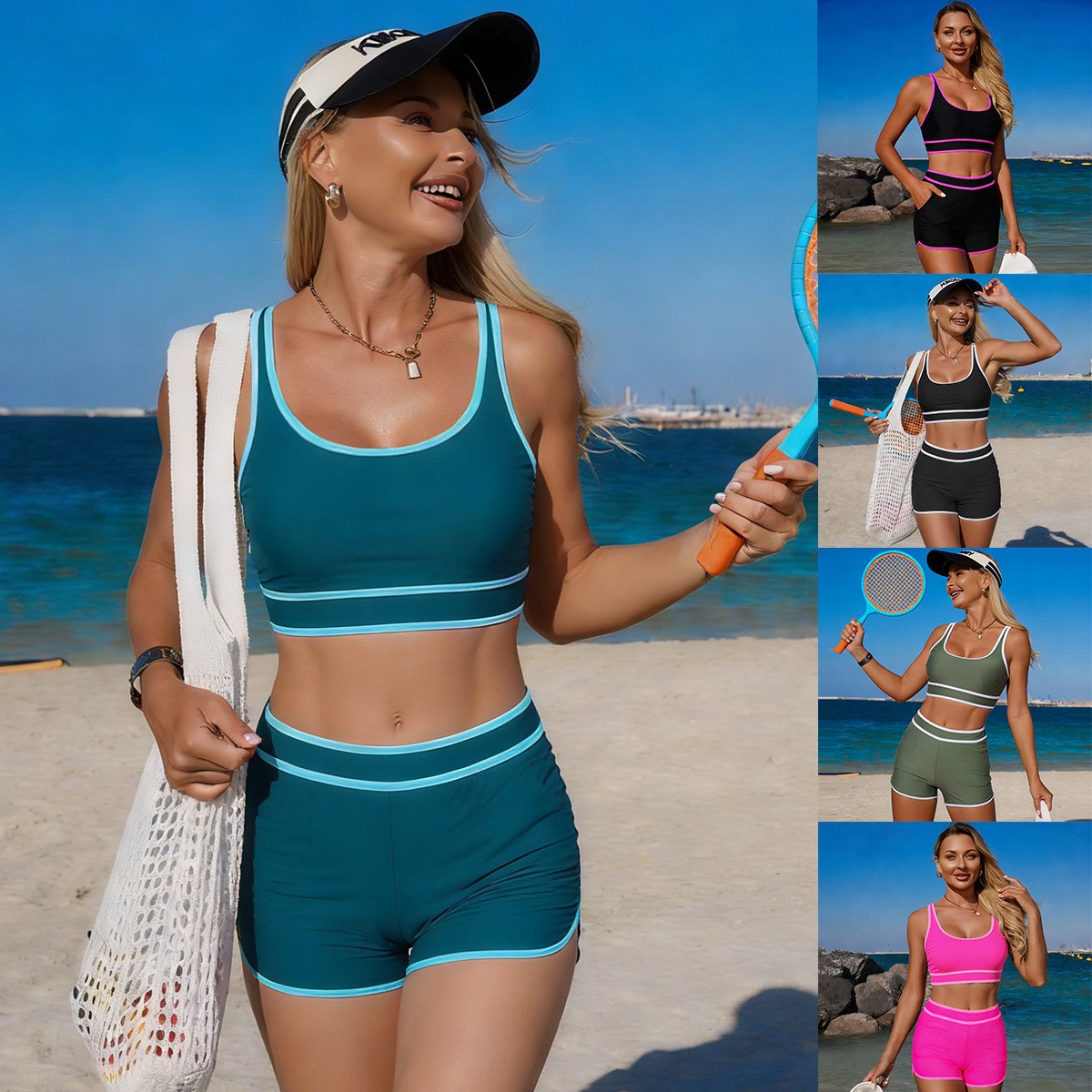Olijfgroene bikini, mouwloos c - Shorts recensie en prijs