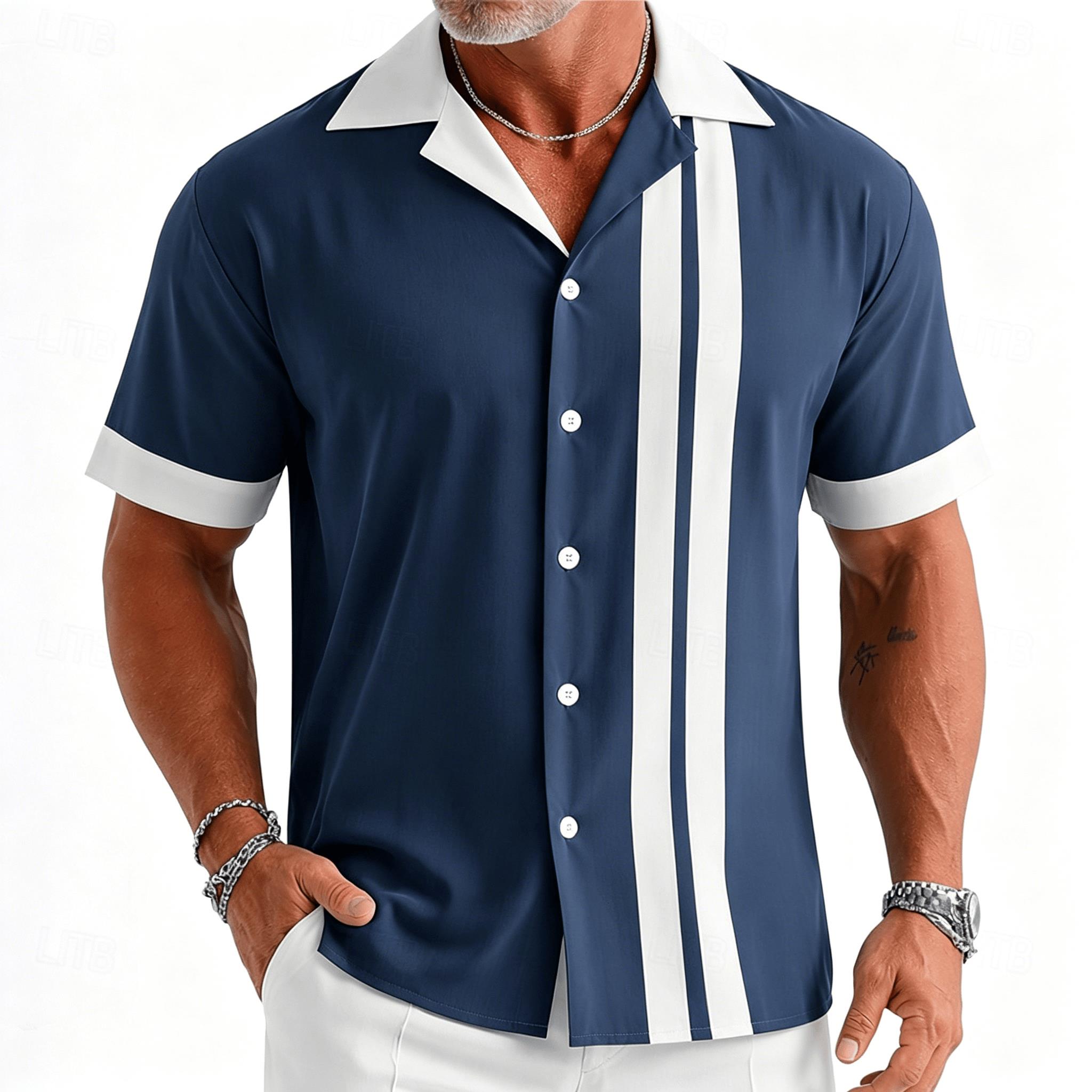 Heren overhemd met korte mouwe - Short Sleeve Bowling Shirt Retro recensie en prijs