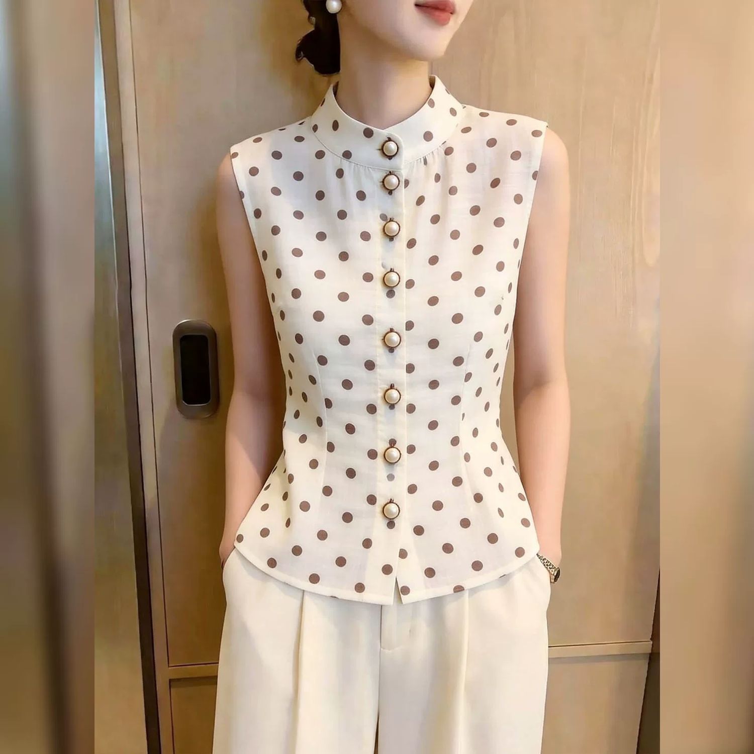 Mandarijnkraag Mouwloze blouse - Mandarin Collar Formal Shirt Slim Fit recensie en prijs