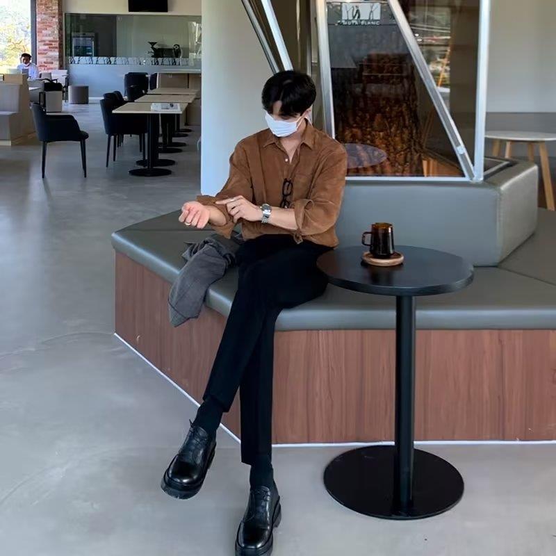 Mannen Corduroy zwarte shirts  - Corduroy Button Up Shirt Men recensie en prijs