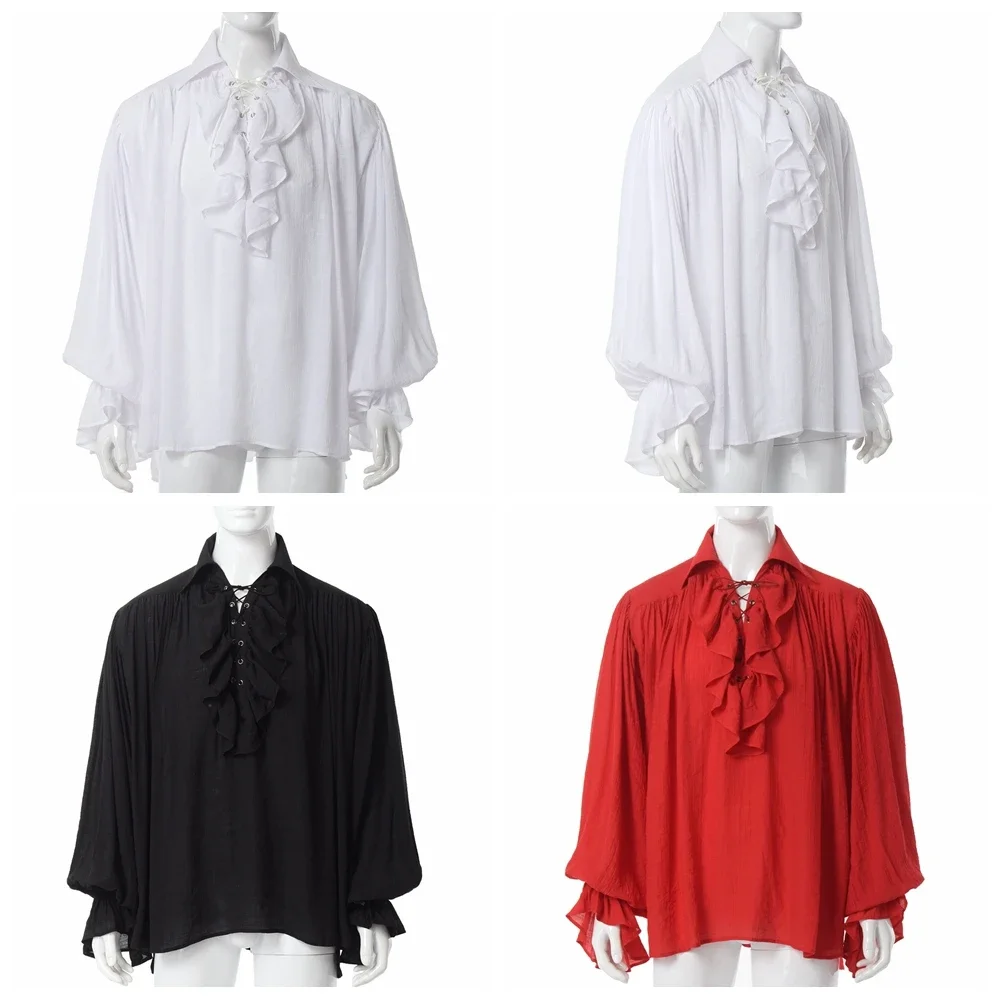 Mannen piraat shirt vampier pr - Medieval Gothic Lace Up Pirate Shirt recensie en prijs